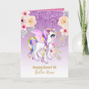 Cartão de Aniversário Personalizado Sweet 16 Lindo