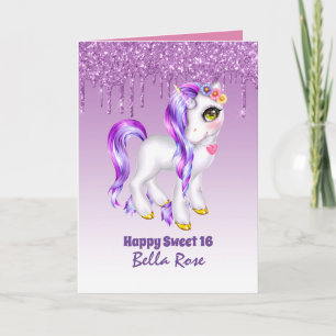 Cartão de Aniversário Personalizado Sweet 16 Lindo