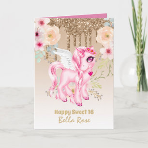 Cartão de Aniversário Personalizado Sweet 16 Lindo
