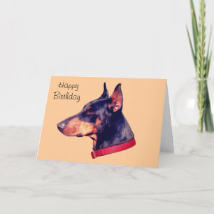 Cartão de aniversário personalizável Black Doberma