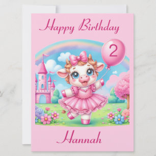 Cartão de Aniversário Personalizável da Vaca Balle