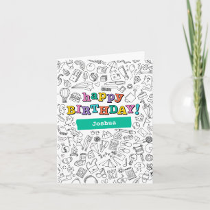 Cartão de aniversário personalizável de cor legal
