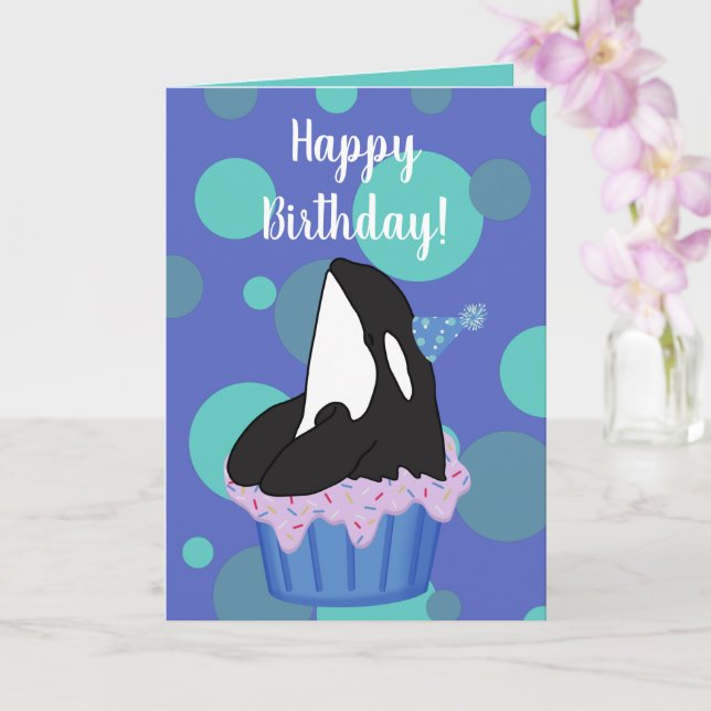 Cartão de aniversário personalizável de Orca Balei (Orquídea)