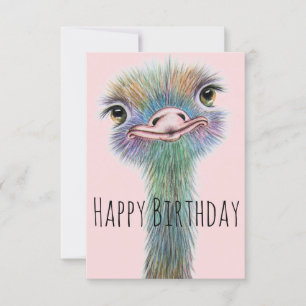 Cartão de Aniversário Personalizável de Ostrich En