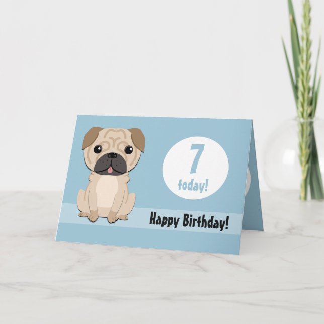 Cartão de Aniversário Personalizável de Pug Cute (Frente)