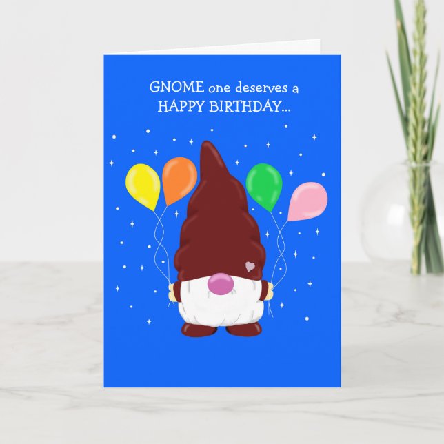 Cartão de Aniversário Personalizável Gnome Cute (Frente)
