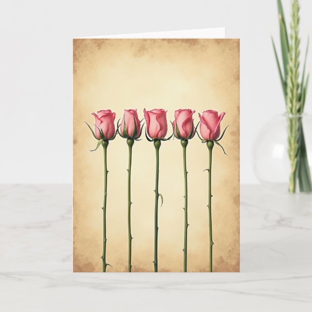 Cartão de Aniversário Pétala de Rosa (Frente)