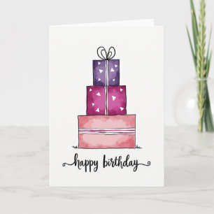 Cartão de Aniversário Pilha de Presente Alegre