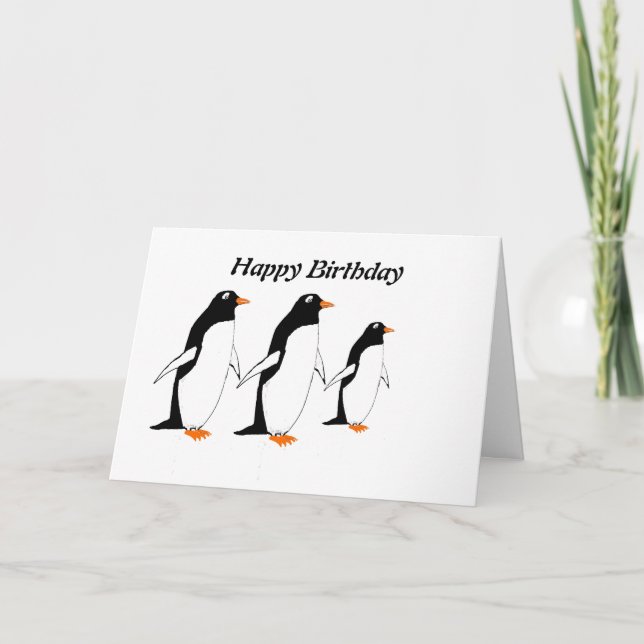 Cartão de Aniversário Pinguins (Frente)