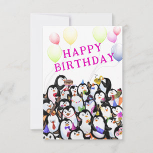 Cartão de Aniversário Pinguins