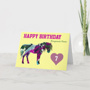 Cartão de Aniversário Pink Pony - 7 Anos