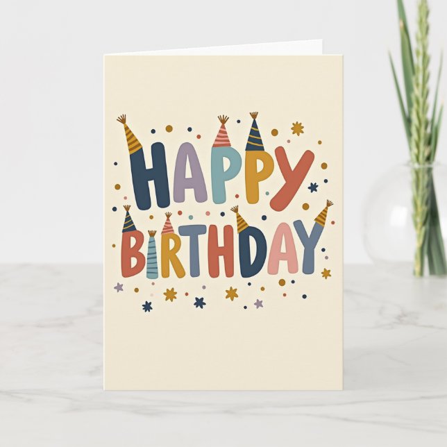 Cartão de Aniversário Pintado Alegre (Frente)