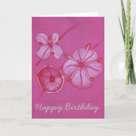Cartão de aniversário pintado bonito das flores