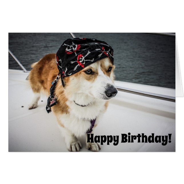 Cartão de Aniversário Pirate Corgi (Frente Horizontal)