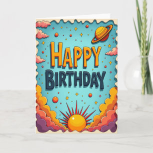 Cartão de Aniversário Planeta Ousado
