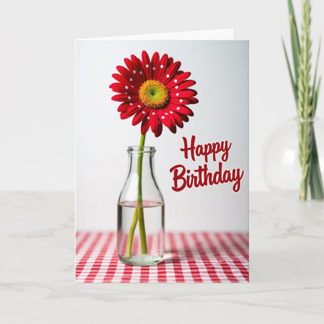 Cartão de Aniversário Polka Dot Bloom (Frente)