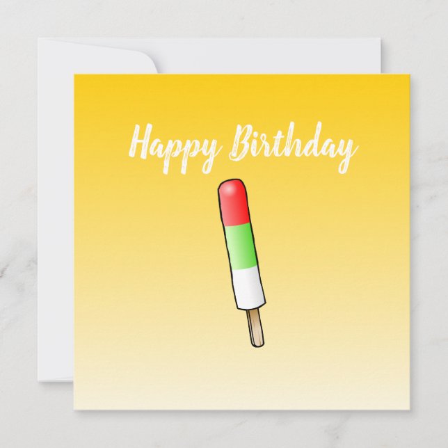 Cartão de Aniversário Popsicle Flat Saudação (Frente)