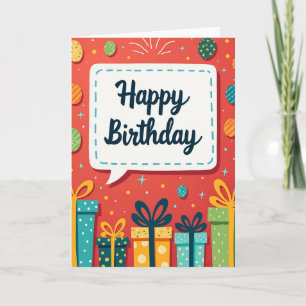 Cartão de Aniversário Presentes Alegres