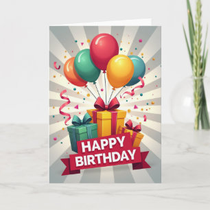 Cartão de Aniversário Presentes Brilhantes