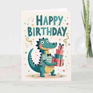 Cartão de Aniversário Presentes de Réptil Sorriden