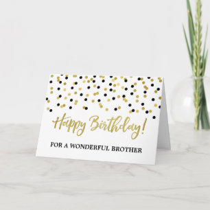 Cartão de aniversário preto Dourado do irmão do