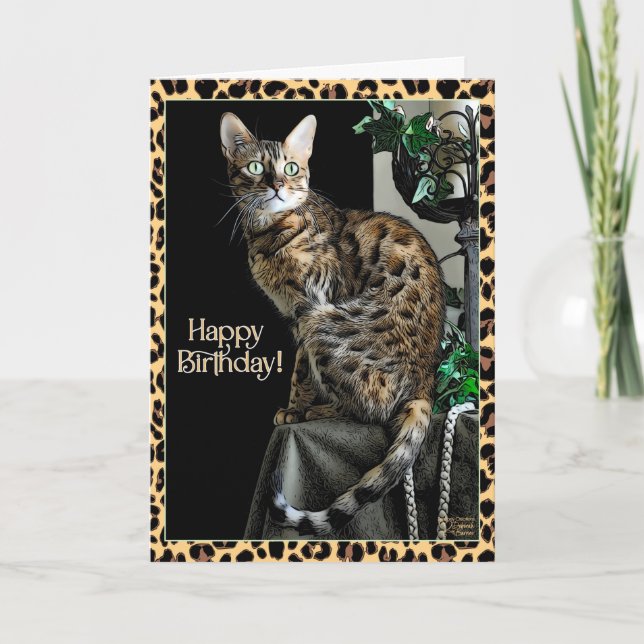 Cartão de Aniversário Previsto Para Gato E Leopard (Frente)