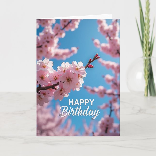 Cartão de Aniversário Primavera Rosa (Frente)