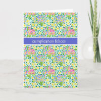 Cartão de Aniversário Primroses, Saudação Espanhol