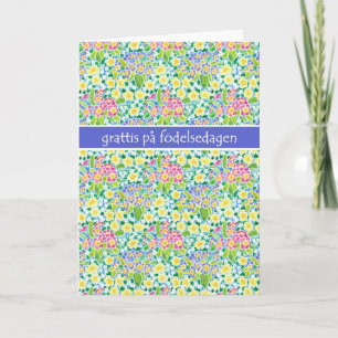 Cartão de Aniversário Primroses, Saudação Suec