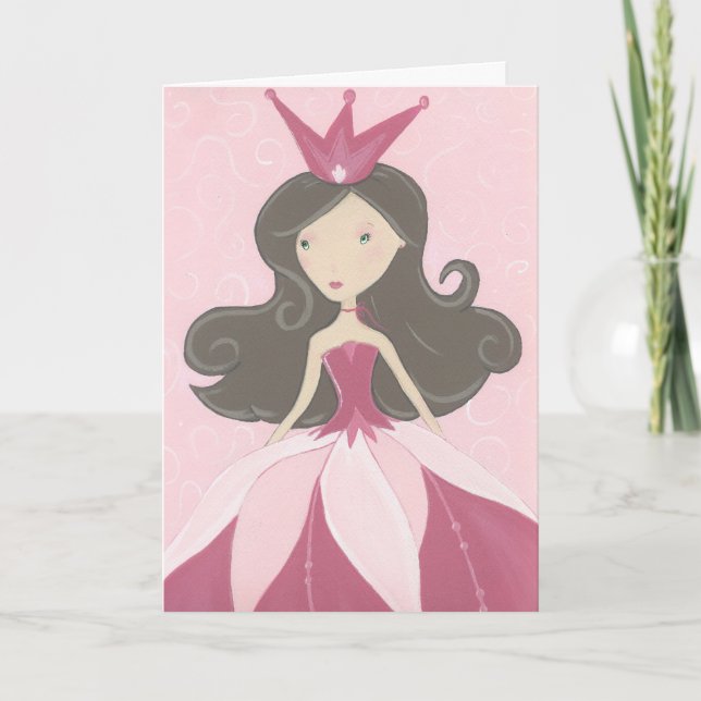 Cartão de aniversário princesa rosa (Frente)