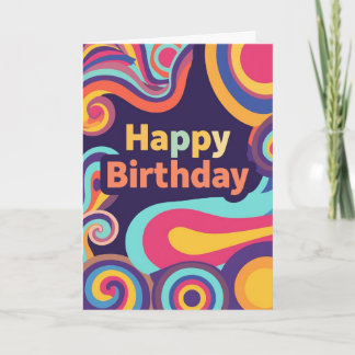 cartão de aniversário psicodélico
