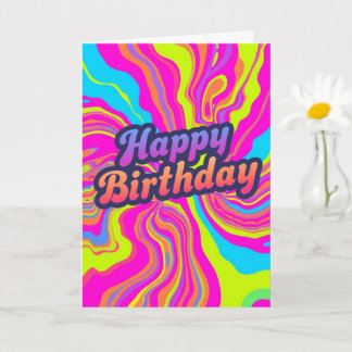 cartão de aniversário psicodélico