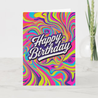 cartão de aniversário psicodélico