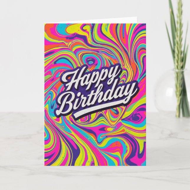 cartão de aniversário psicodélico (Frente)