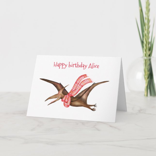 Cartão de aniversário Pterodactil Personalizado (Frente)