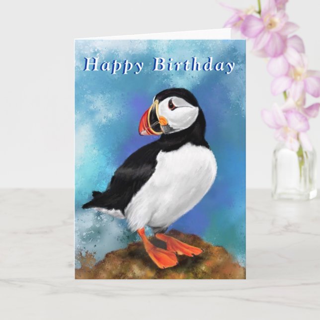 Cartão de Aniversário Puffin (Orquídea)