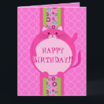 Cartão de Aniversário Quatrefoil Gatinho Quimsical<br><div class="desc"></div>