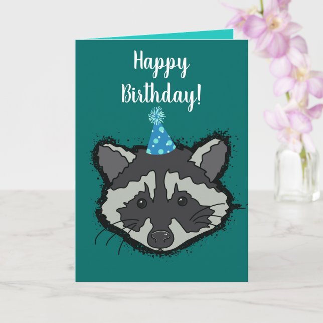 Cartão de aniversário Raccoon (Orquídea)