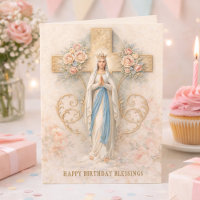 Cartão de Aniversário Religioso da Virgem Maria Ca