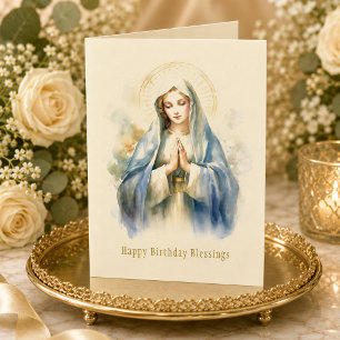 Cartão de Aniversário Religioso da Virgem Maria Ca