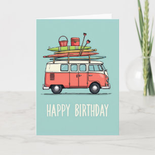 Cartão de Aniversário Retro Camper