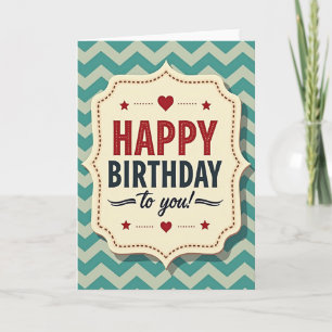 Cartão de Aniversário Retro Chevron