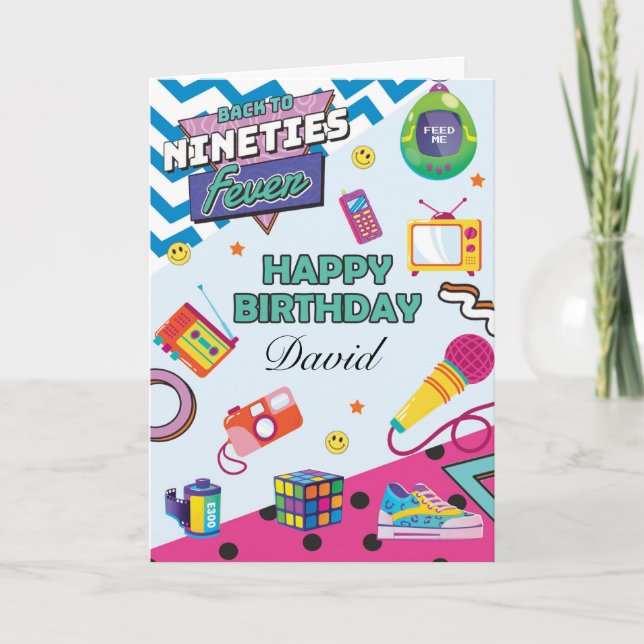 Cartão de Aniversário Retro Personalizado de Volta (Frente)