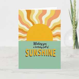 Cartão de Aniversário Retro Sunburst