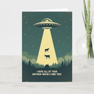 Cartão de Aniversário Retro Ufo