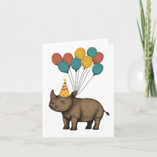 Cartão de Aniversário Rino Adorável