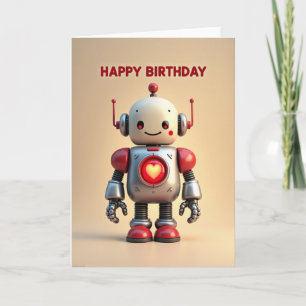Cartão de Aniversário Robótico Adocicado