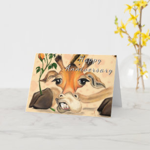 Cartão de Aniversário Romântico Girafa Amor