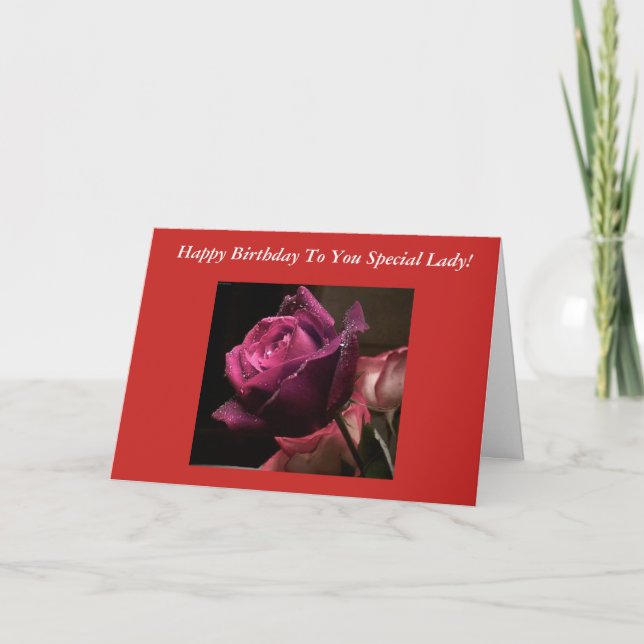 Cartão de Aniversário rosa (Frente)