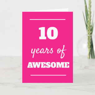 Cartão de aniversário rosa 10º